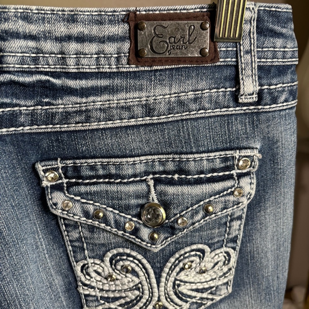 Earl Jeans Y2K faded embellished embroidered bootcut Jeans stretch Size 8 - Picture 8 of 9